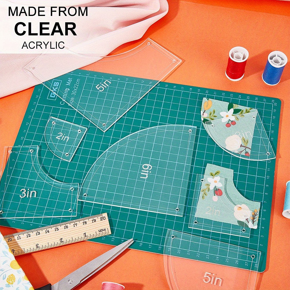 

10pcs Acrylic Quilting Template Set - Clear Rulers In Sizes 2" To 6", For Diy Crafts, Sewing, And Leather Projects, Made From Clear Acrylic, Leather Crafting|measurement Markers| Crafting Rulers