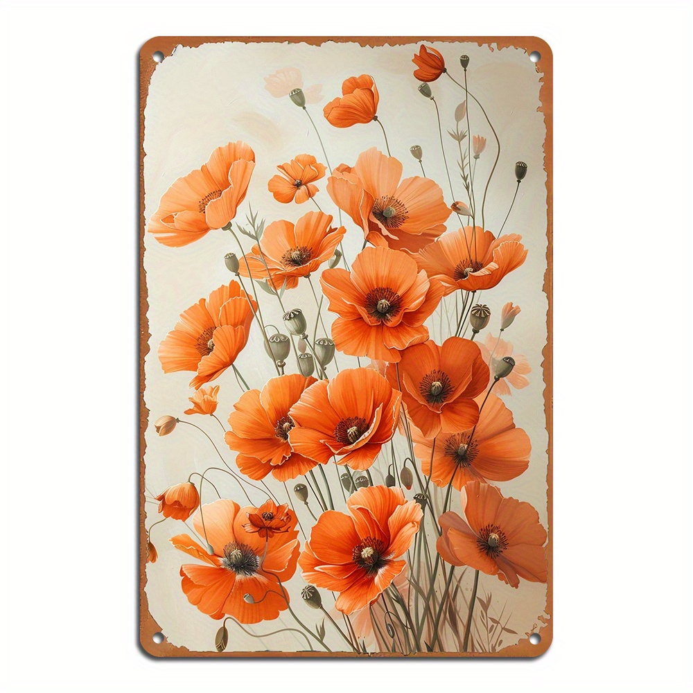 

Chic Red Poppy Retro Metal Tin Sign - , Aluminum Wall Decor For Home & Bar, Perfect Gift Idea (8x12 Inches)