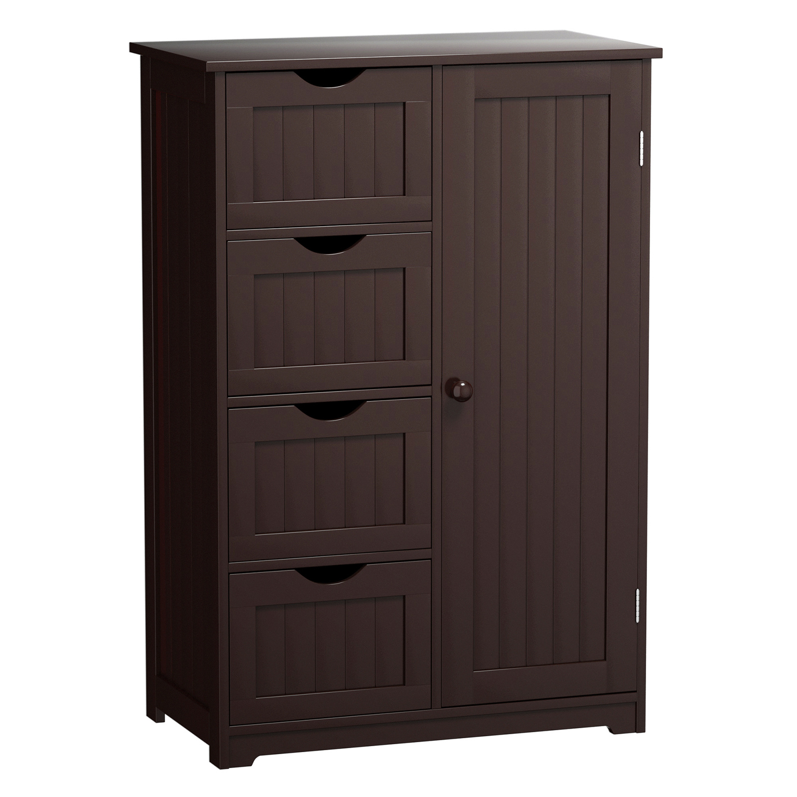 

Lifezeal Wooden 4 drawer free standing bathroom floor cabinet adjustable storage Cupboard