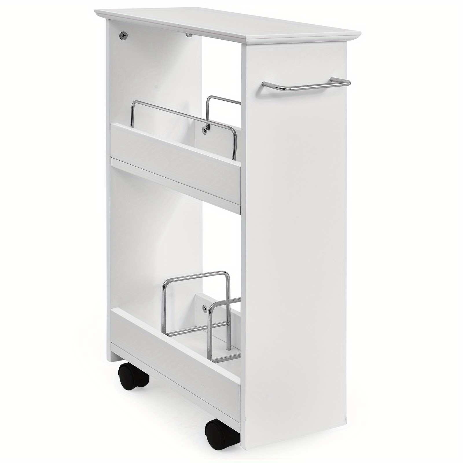 

Lifezeal Slim Rolling Storage Cart 3-tier Bathroom Cabinet Mobile Shelving Unit W/ Handle