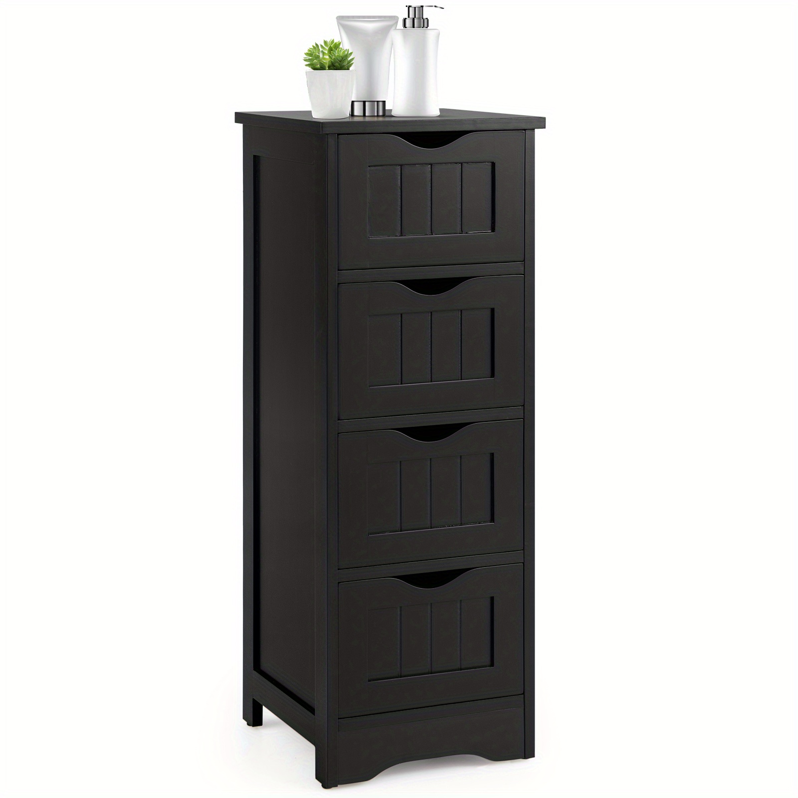 

Lifezeal 4-drawer Bathroom Floor Cabinet Free Standing Storage Side Organizer Black