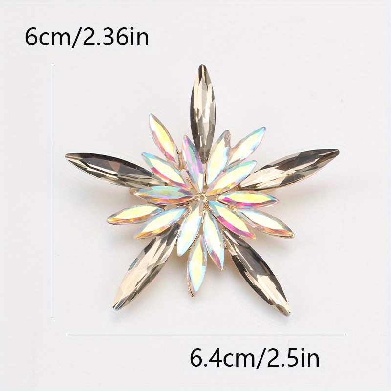 vintage style shiny crystal snowflake brooch irregular shape   pin ladies novelty fashion accessory christmas costume corsage jewelry details 3