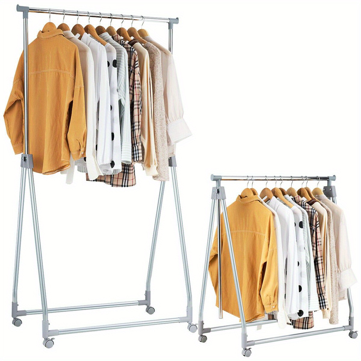 

Gymax Extendable Clothing Garment Rack Heavy Duty Foldable Clothes Rack W/hanging Rod