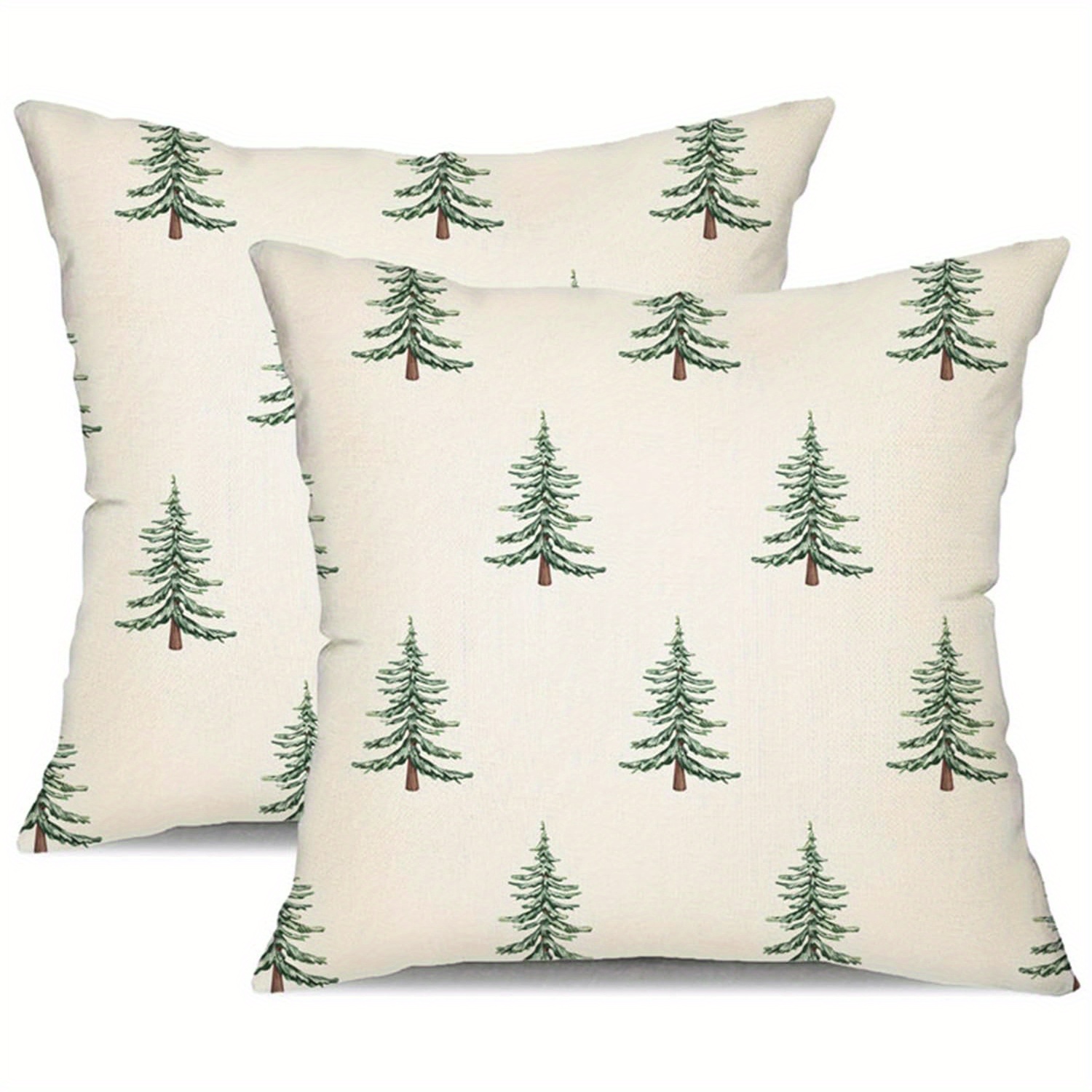 

2pcs, Christmas Short Plush Throw Pillow Covers, Christmas Tree Decorative White Throw Pillow Covers Winter Famliy Decoration, Single Sided Printing, 18 X 18 Inch, For Living Room Sofa, No Pillow Core