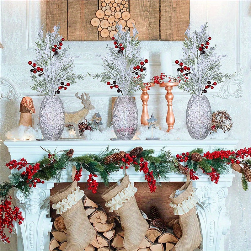 

Festive Artificial Cedar With Red Berries And Green Branches - Perfect For Christmas Decorations