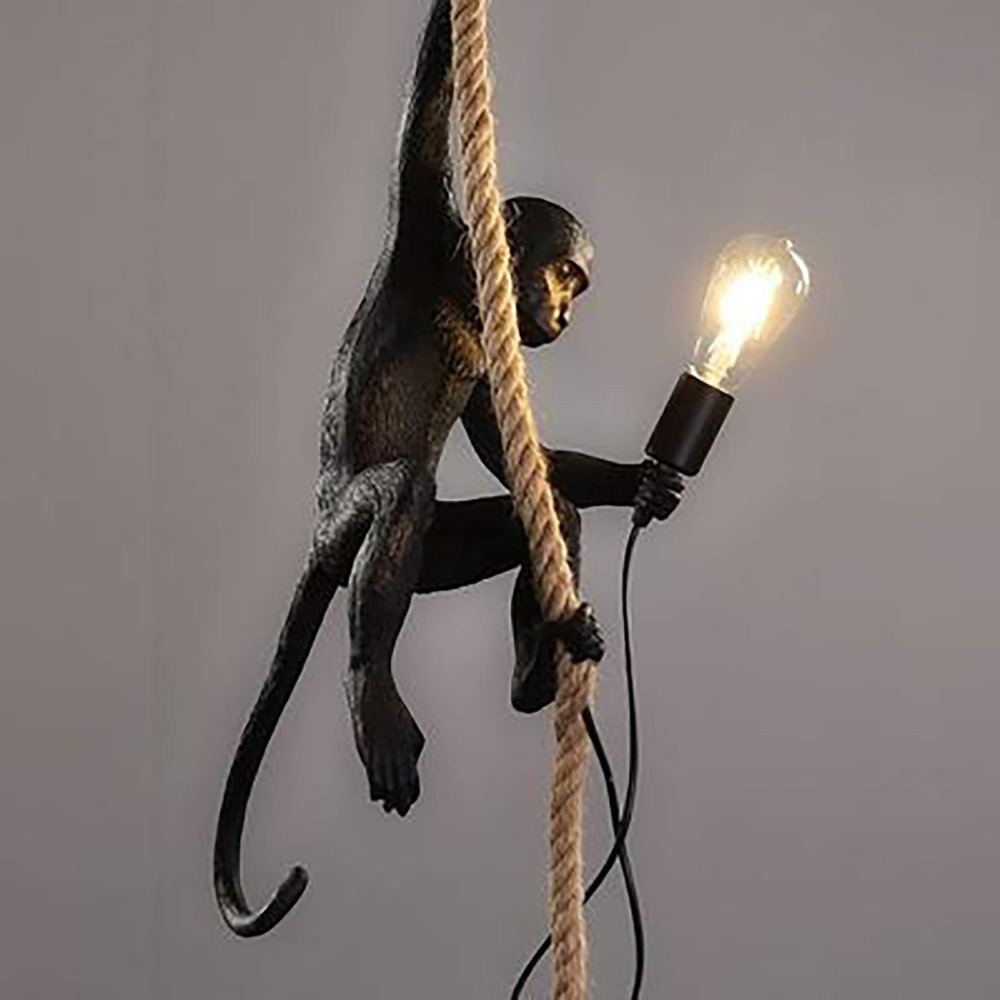 

Vintage Resin Hemp Rope Monkey Pendant Light Chandelier Industrial Retro Edison Ceiling Pendant Lamp Monkey Hangingindustrial Retro Ceiling Pendant Lamp Chandelier For Living Room Bedroom Bar Cafe