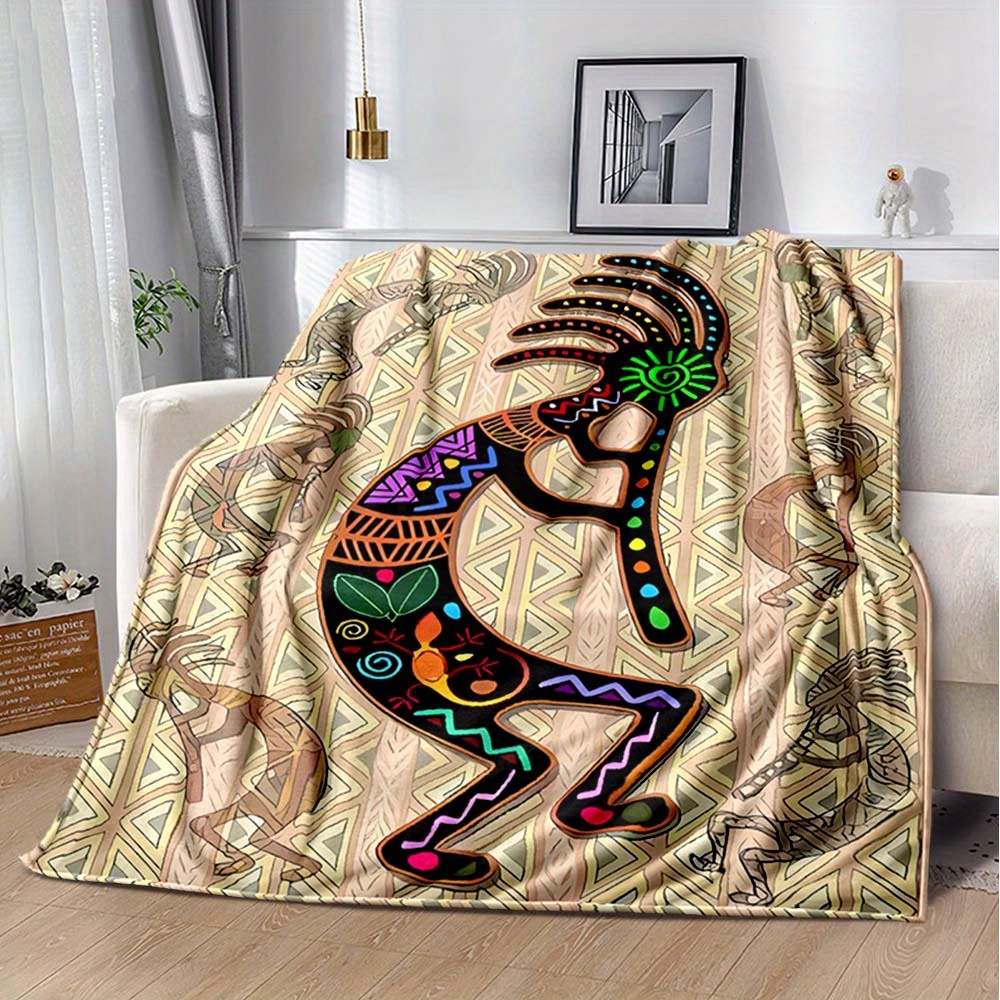 

Kokopelli Multi-purpose Blanket: Perfect For Home And Outdoor Use - Air Conditioning, Lunch Break, Office, Travel, And More - Made Of Durable Polyester