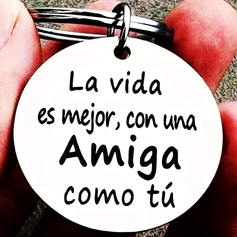 

Keychain - Inspirational Spanish , Steel, Round For & Backpacks, 's