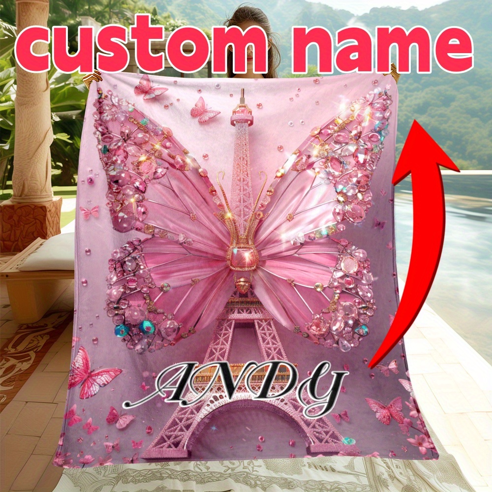 

Personalized 1pc & Butterflies Blanket – Polyester For , – , – For Sofa, Bed, – Fleece – For