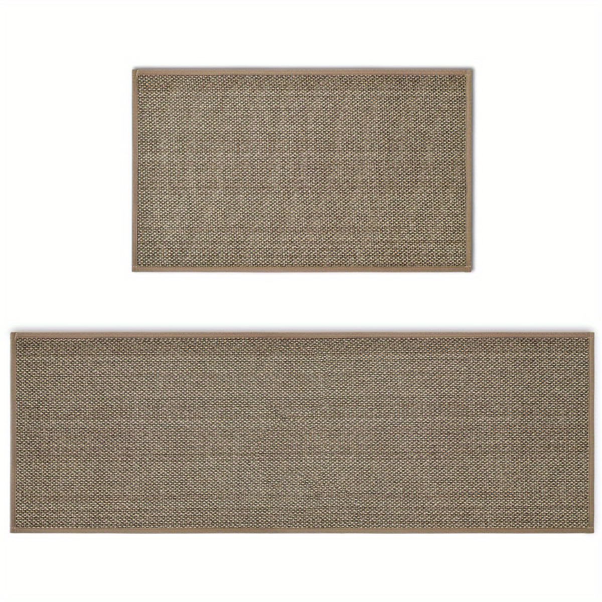 Sm:)e Washable Non Slip Kitchen Rugs and Mats Set of 2, Rubber Backing Absorbent Kitchen Mats for Floor Front of Sink - 17x29 and 17x47 Inch