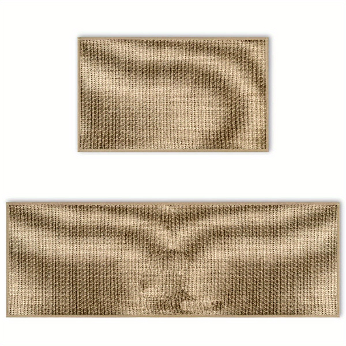 Sm:)e Washable Non Slip Kitchen Rugs and Mats Set of 2, Rubber Backing Absorbent Kitchen Mats for Floor Front of Sink - 17x29 and 17x47 Inch