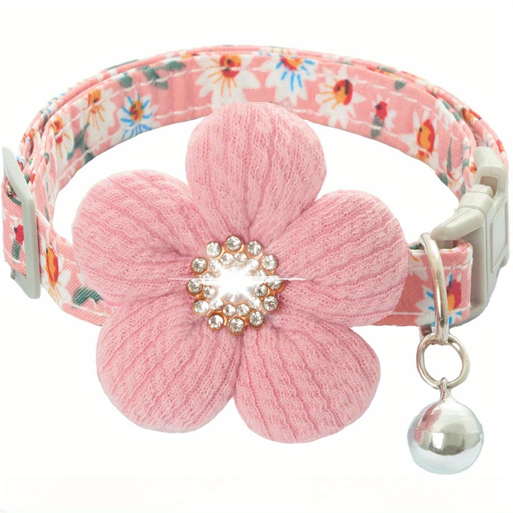 Small Dog Collar With Flower, Puppy Collar For For Small Dogs Cute Dog Collar , Adjustable Length
