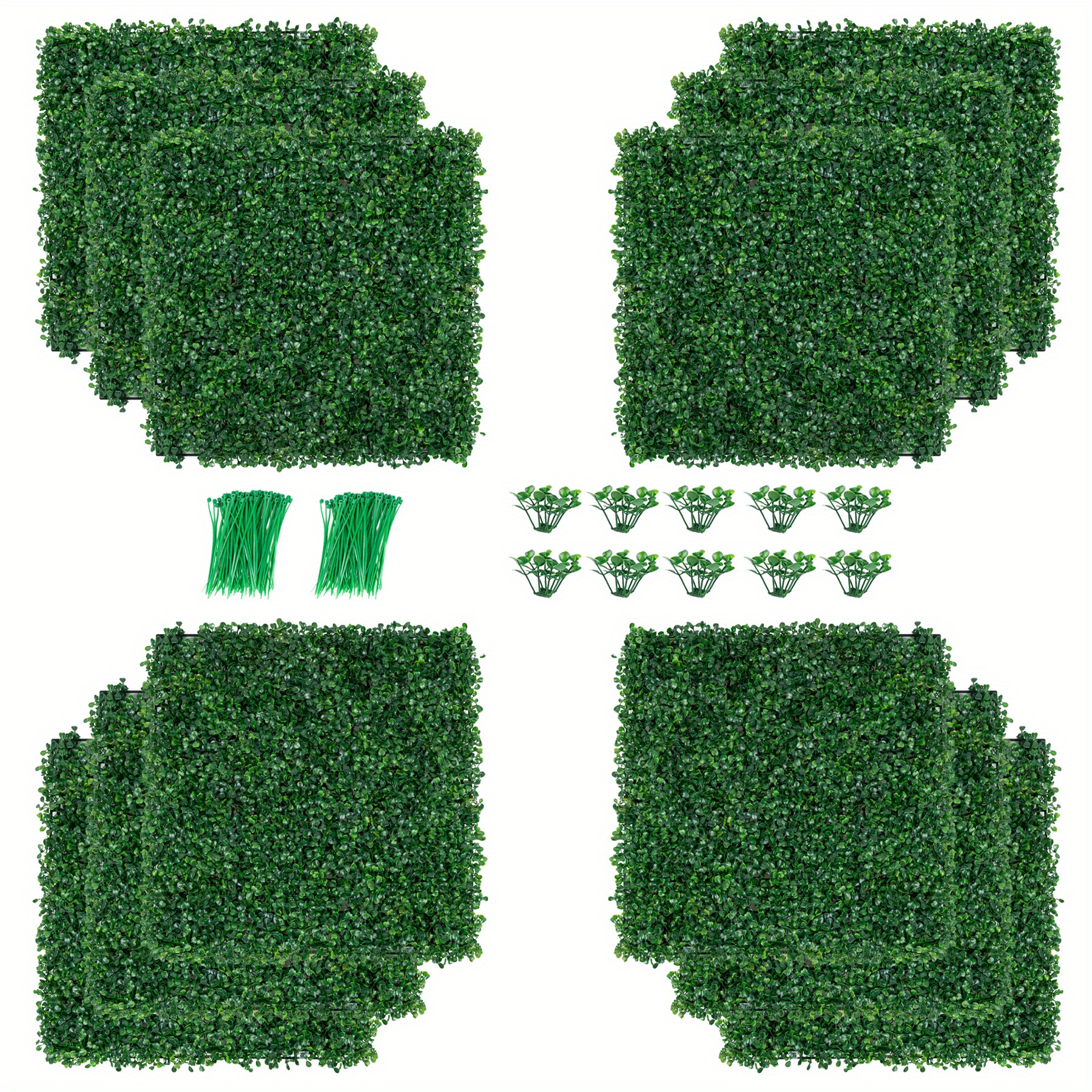 

Grass Wall Privacy Screen Greenery Backdrop Panels With Zip Ties, Artificial Boxwood Grass Panels Hedge Wall For Garden Yard Fence Covering Greenery Wall Background Decor