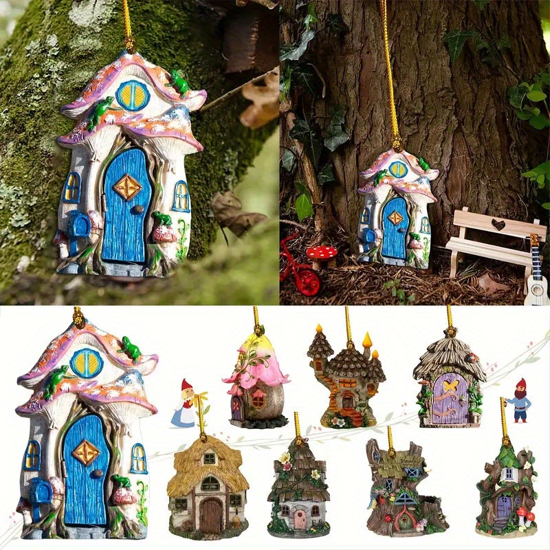 

6pcs Set Of Acrylic Decorative Flat Design Fairy House Ornaments - Suitable For Indoor And Outdoor Use