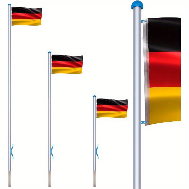 

Trmlbe Flagpole 6.5m Stable Flagpole Aluminium Flagpoles Telescopic 2.25-6.5m Stretchable Flagpole With German Flag Flagpole, Silver Tube