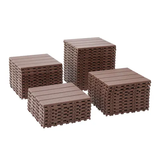 27pack 44 pack patio deck tiles 12 x12 square waterproof all weather patio decking tiles for poolside balcony backyard installation sturdy pp material versatile indoor outdoor use brown gray