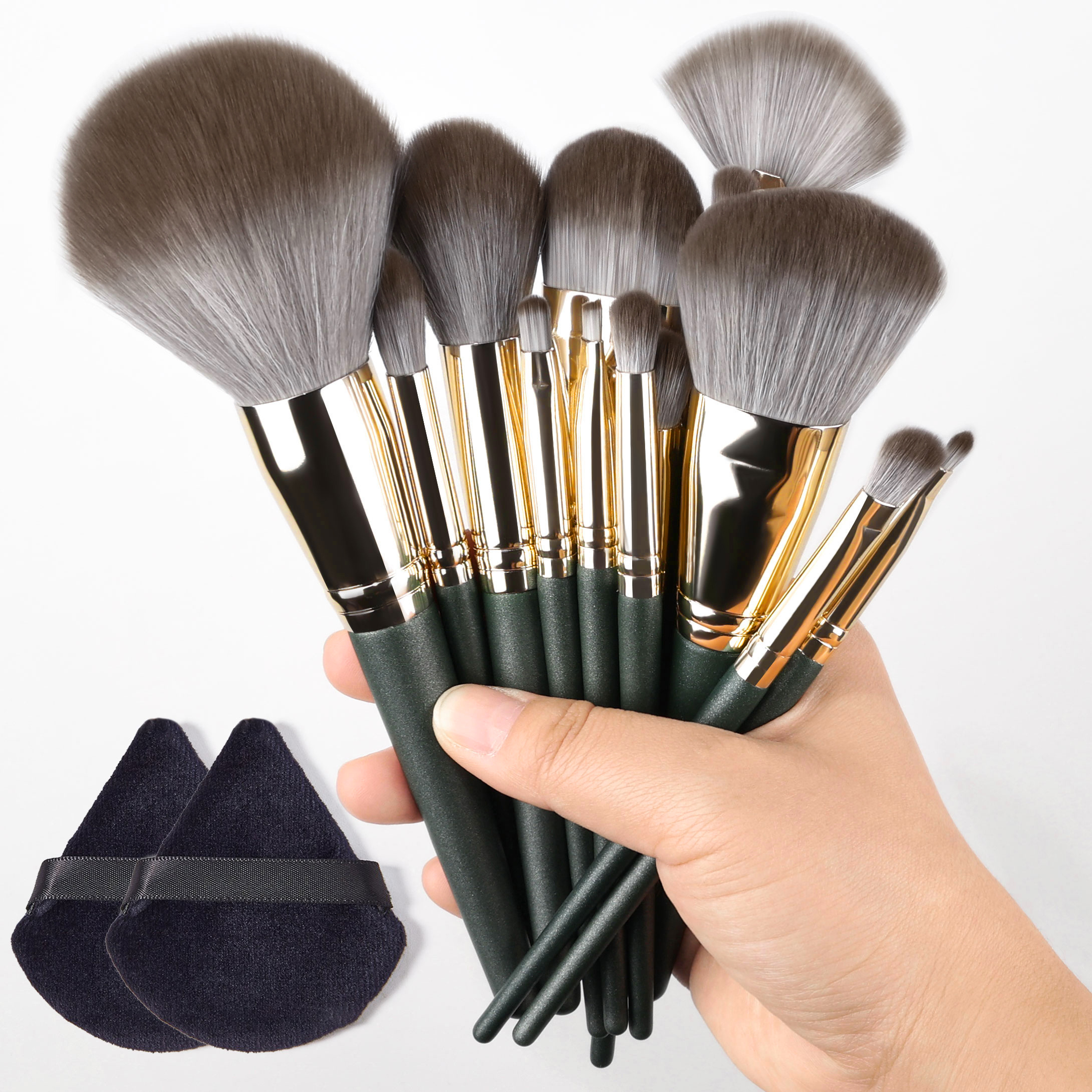 TEMU 16pcs/ 10pcs Makeup Brush Set With Soft And Fluffy Brush Hair, Foundation, Blush, Highlighter, Eyeshadow, Eyebrow, Large Powder Brush, Makeup Brush, Powder Puff, Makeup Brush Set For Beginners