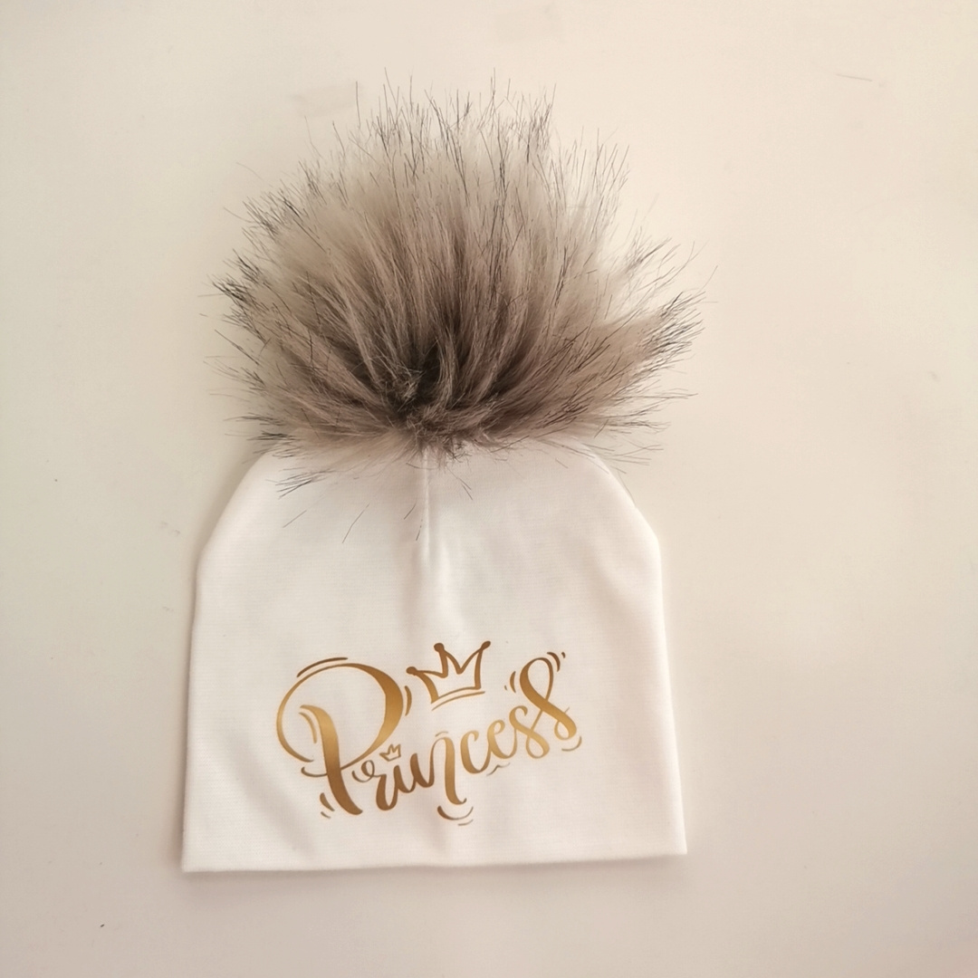 Image of Newborn Toddlers Prince Letter Crown Infant Baby With Detachable Pompom Hat For Girls Boys Cap For Child