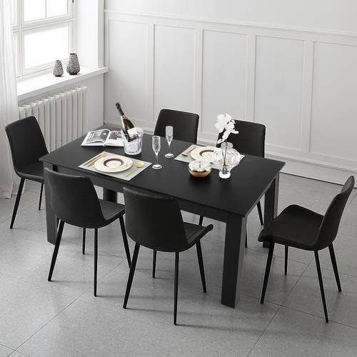 modern dining table classic rectangular table w sturdy l shaped legs 160cm kitchen table black