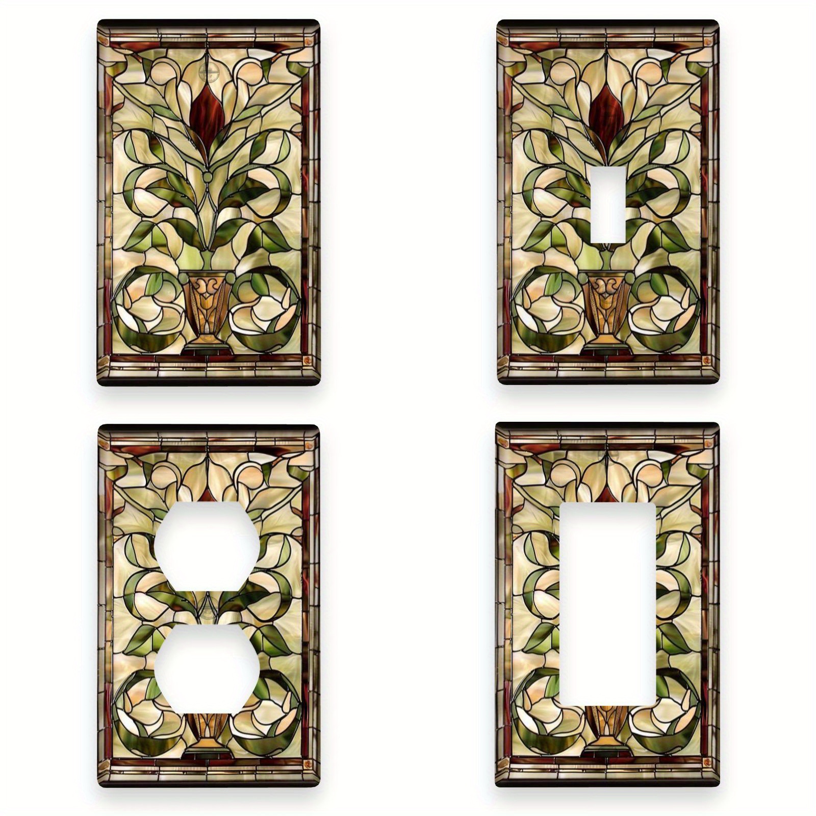 

Art Nouveau Stained Glass Light Switch Covers: Decorative Indoor/outdoor Wall Plates For Home, Kitchen, Bedroom, Bathroom