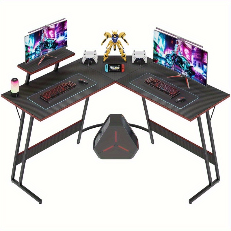 

L-shaped Gaming Desk 47 Inches Desk With Removable Monitor Riser