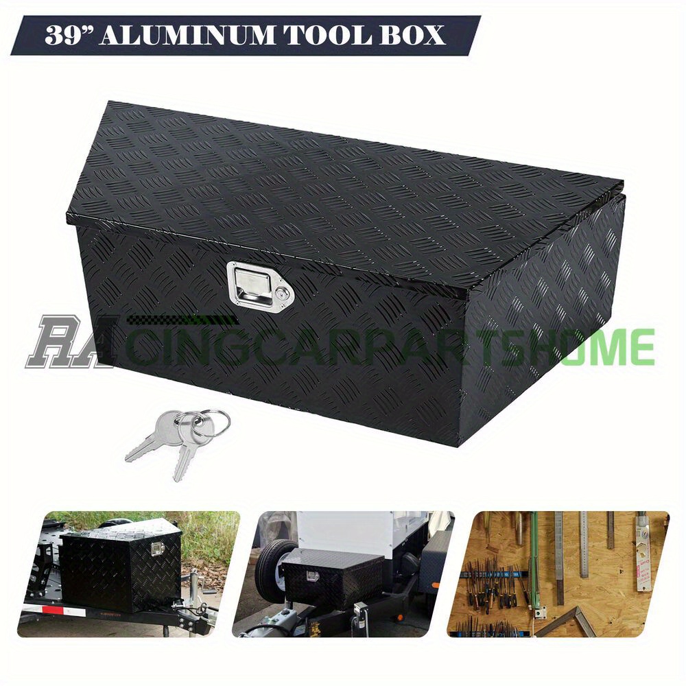 TEMU 39"x15.5" Heavy-duty Aluminum Tool Box With - Waterproof, Space-saving Underbody Storage For Trailers & Pickups, Durable Design, Door, Includes 2 Keys, Truck Storage Box