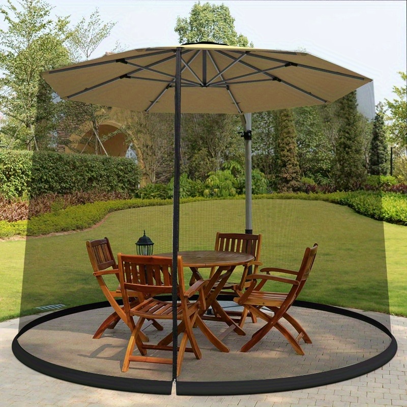 

1pc Adjustable Patio Umbrella Screen With Zipper Door And Polyester Mesh Netting - Non-waterproof, Outdoor Patio Canopy For Camping And Picnics