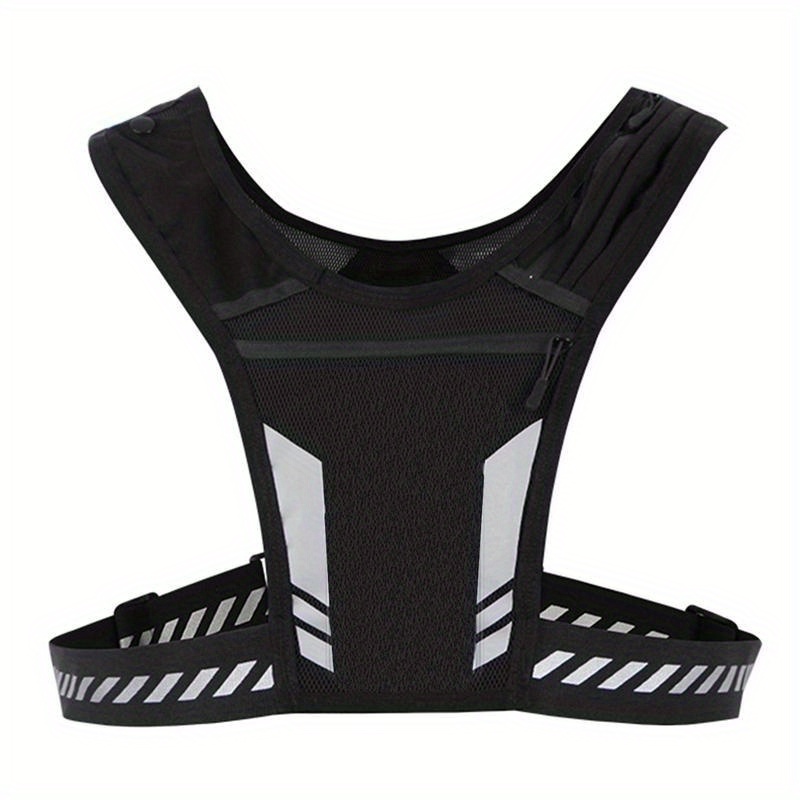 

1pc Reflective Night Running Vest With Adjustable Strap & Breathable Holes, Lightweight Safety Vest Outdoor Sports Men's & Women's Fashion Kettle Chest Bag