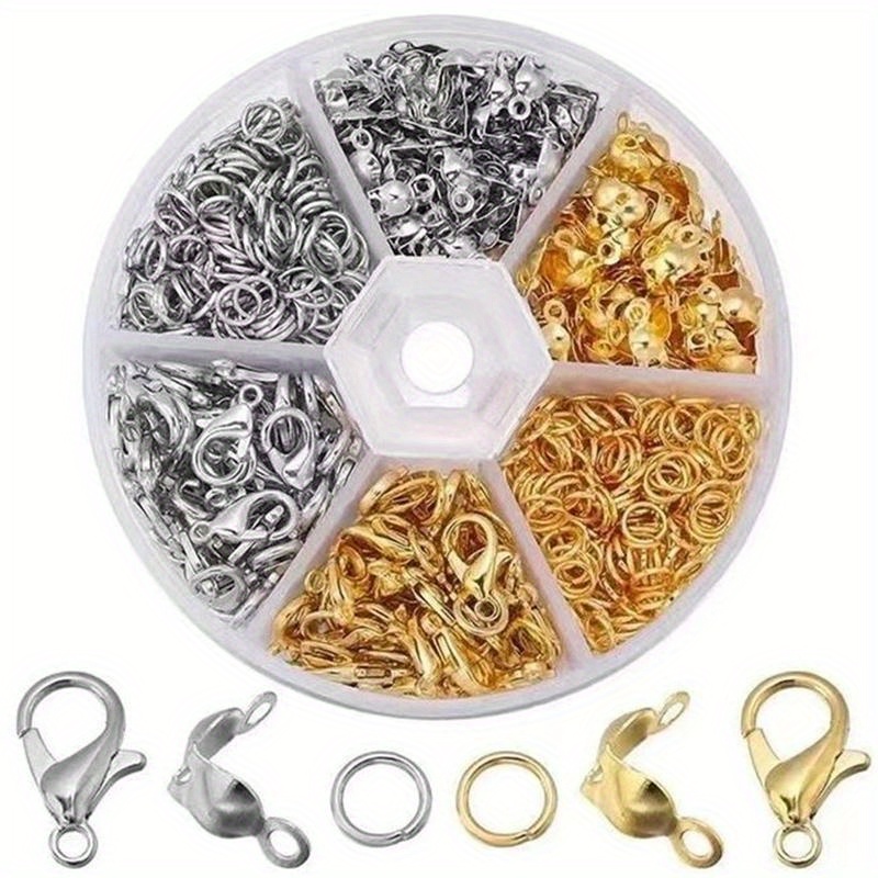 

1box 460pcs Jewellery Clasps Set, Lobster Clasps For Jewelry Making, Jump Rings Connectors With Plastic Case, Closures Clasps For Necklace Bracelet Ankle Making