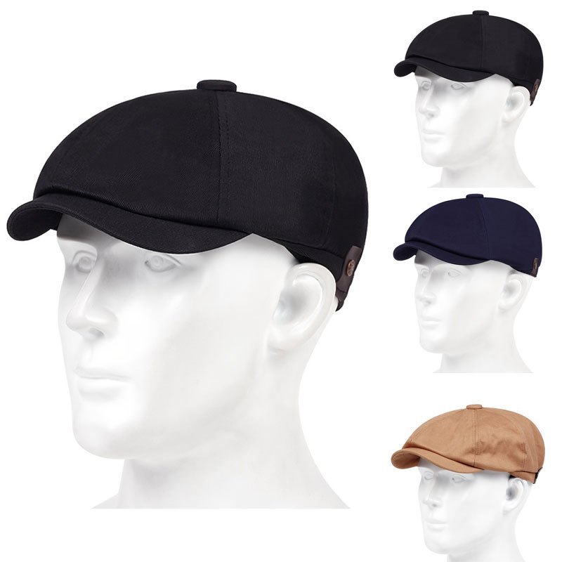 

1pc Adjustable Solid Color Newsboy Cap For Men, Breathable Cotton Outdoor Sport Sun Hat, Casual Spring/fall Travel And Beach Headwear