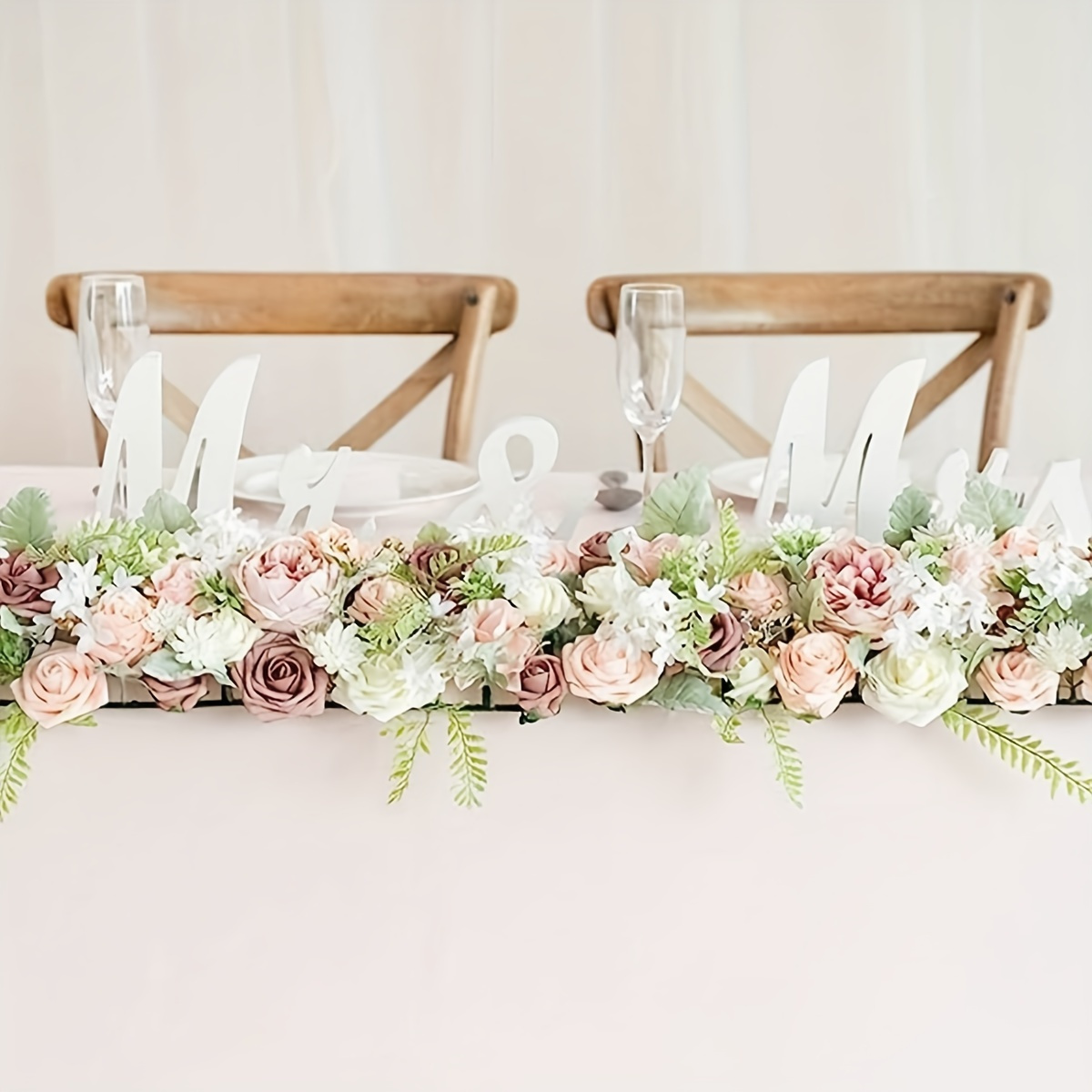 

2 Pcs/set Artificial Wedding Arch Floral Arrangements For Wedding Ceremony Backdrop Reception Table Decoration