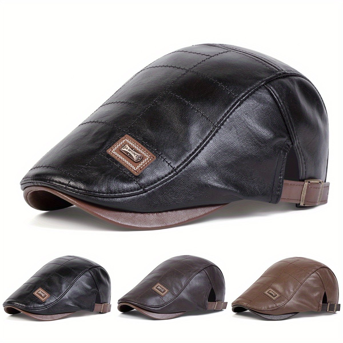 

1pc Unisex Retro Pu Beret Hat, Sun Protection And Adjustable Hat For Outdoor Casual Activities