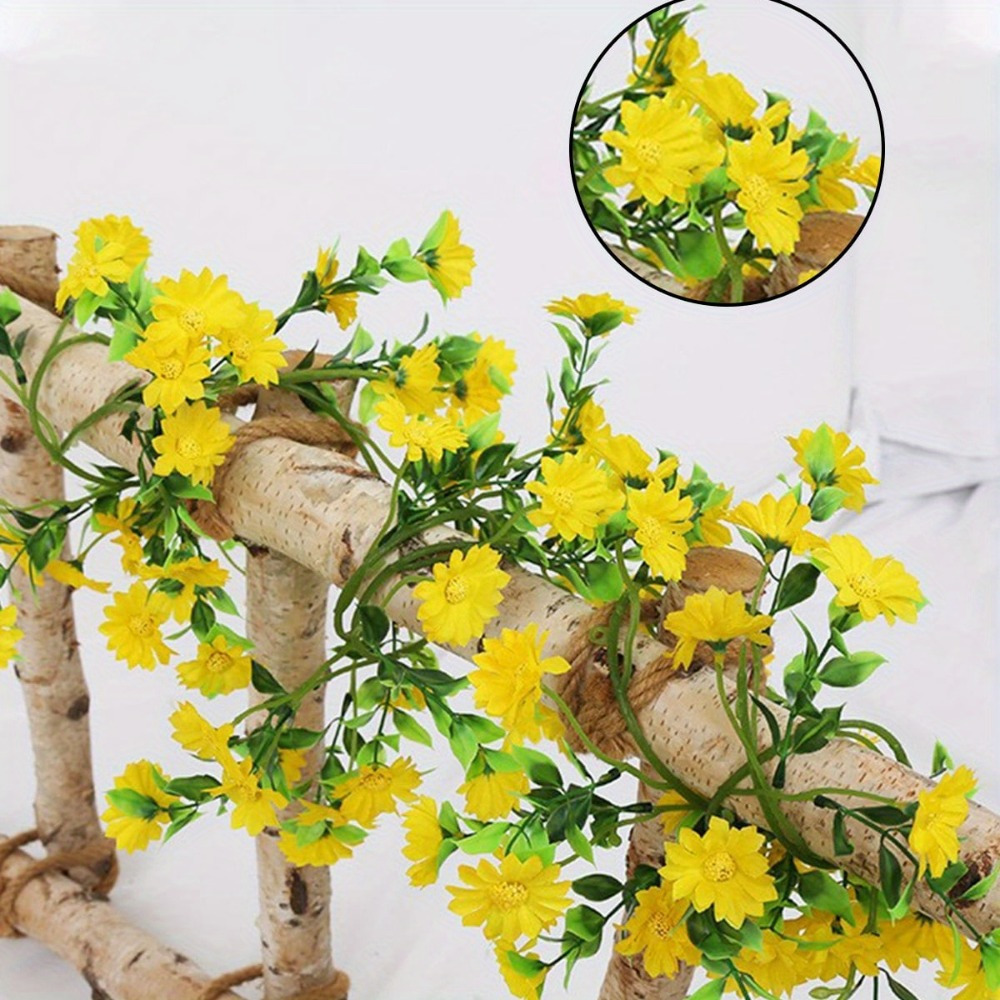 

3 Pcs 6.9ft Artificial Daisy Vine Artificial Flower Floral Strings Hanging Ivy Fake Daisy For Home Wedding Arch Decor