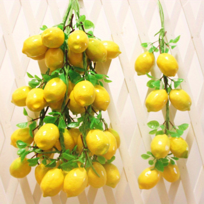 

2pcs Artificial Lemon String Decorations - Lifelike Hanging Citrus Fruit For Home, Restaurant, Wedding, Get Well Events, Faux Lemon Plant Decor For Garden & Kitchen, Suitable For Age 14+