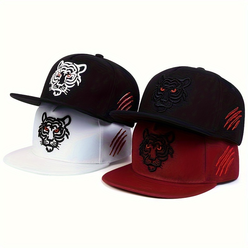

Men Tiger Head Embroidery Hip Hop Hats Outdoor Sport Adjustable Sunscreen Leisure Hat Spring Autumn Travel Tourism Beach Vacation