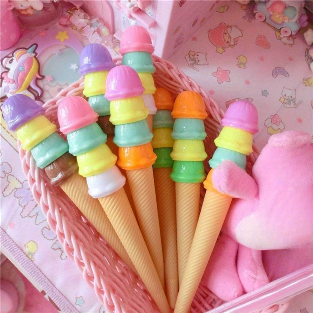 

1pc, 4pcs, Stylish And Cute Four-layer Ice Cream Gel Pen Creative Ballpoint Pen For Office, 0.5mm School Stationery Supplies, Back-to-