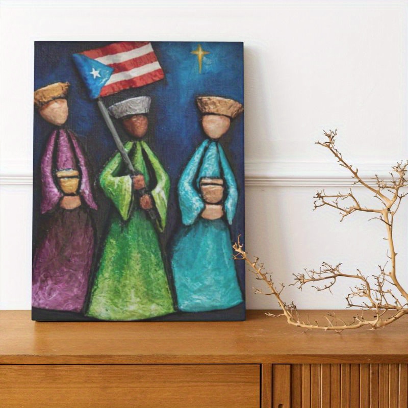 

1pc Puerto Rican Tradition Canvas Print, Cultural Festive Home Decor, Frameless Themed Oil Painting Artwork, 11.81" X 15.75" Wall Art Poster