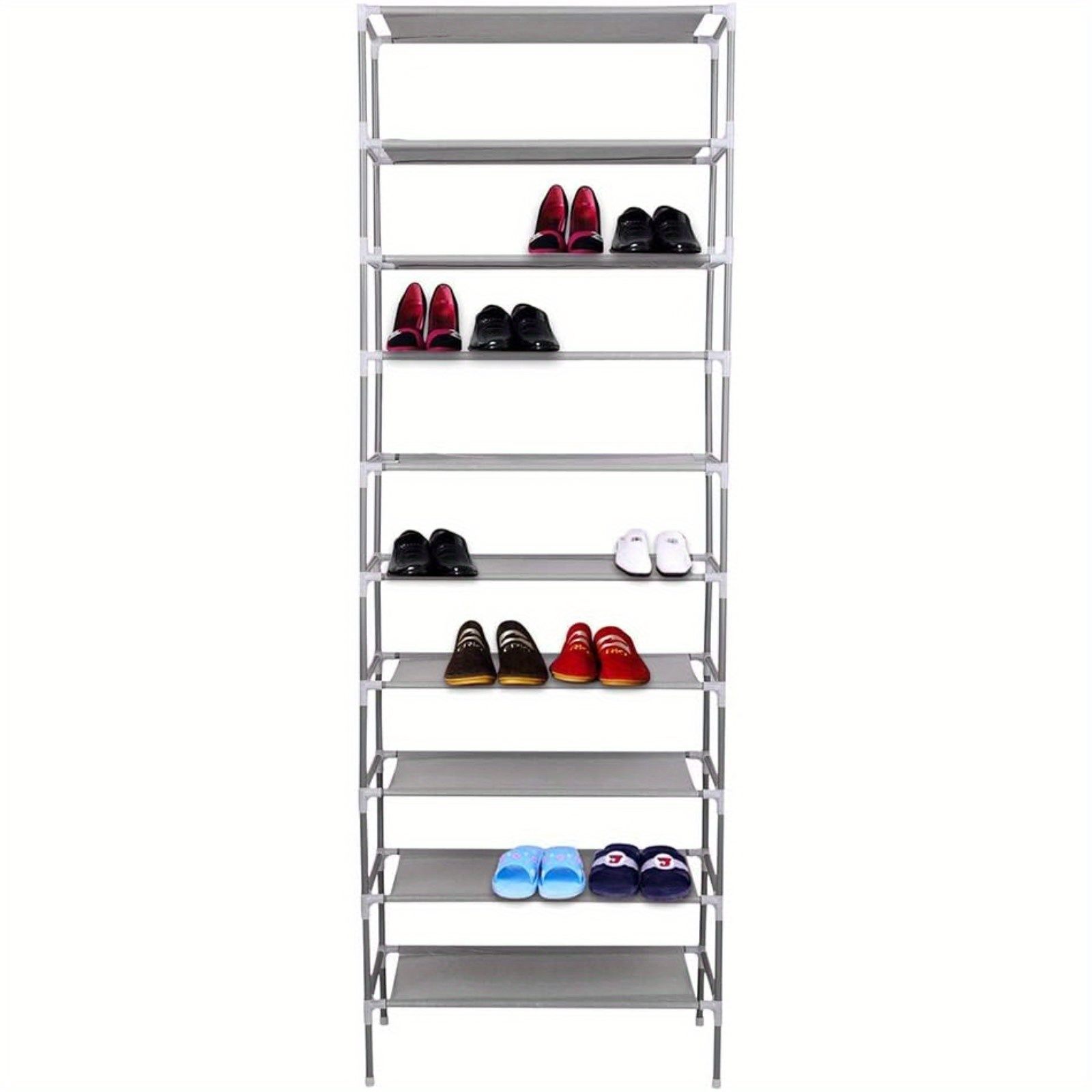 

10 Tier Shoes Rack Sturdy Shoes Storage Space Saving Organiser Shelf Hold Stand For 20 Pairs Shoes Cover For Living Room Hallway