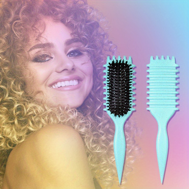 

3-in-1 Defining Brush For Curly & Wavy Hair - Effortlessly Smooths And Styles, Durable Abs Handle With Nylon Bristles Hair Curler Curly Hair Tools