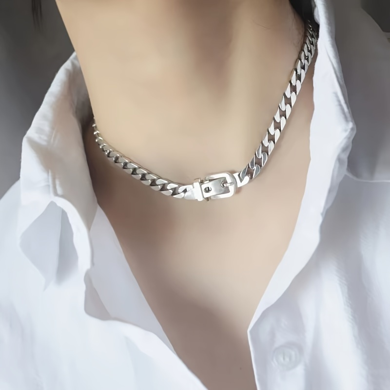 elegant 925 sterling silvery belt   collarbone chain necklace vintage   for casual attire details 5