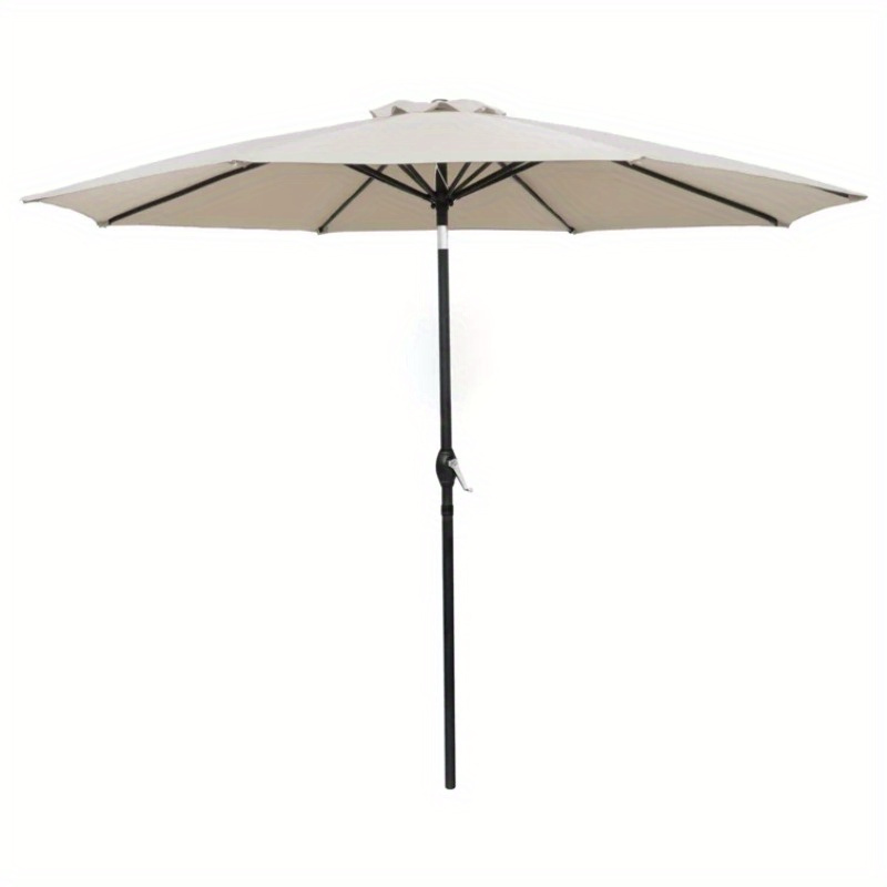 

9ft Patio Umbrella Solar Market Table Umbrella Outdoor Offset Umbrella 8 Ribs With Push Button Tilt & Crank Lift System For Garden/lawn/deck/backyard/pool