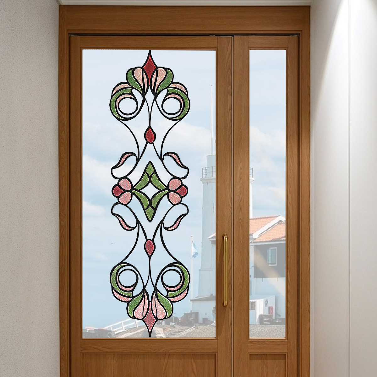 

Contemporary Geometric Watercolor Window Decals For Bedroom, Living Room, And Door - Traditional Style Plastic Stickers For Bathroom Entryway Home Decoration