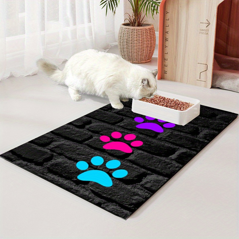 

Non-slip Dog Feeding Mat, 1pc Diatom Mud Pet Food Pad, Water-resistant Bowl Mat With Colorful Paw Prints, Leak-proof & Easy Clean Pet Feeding Accessory