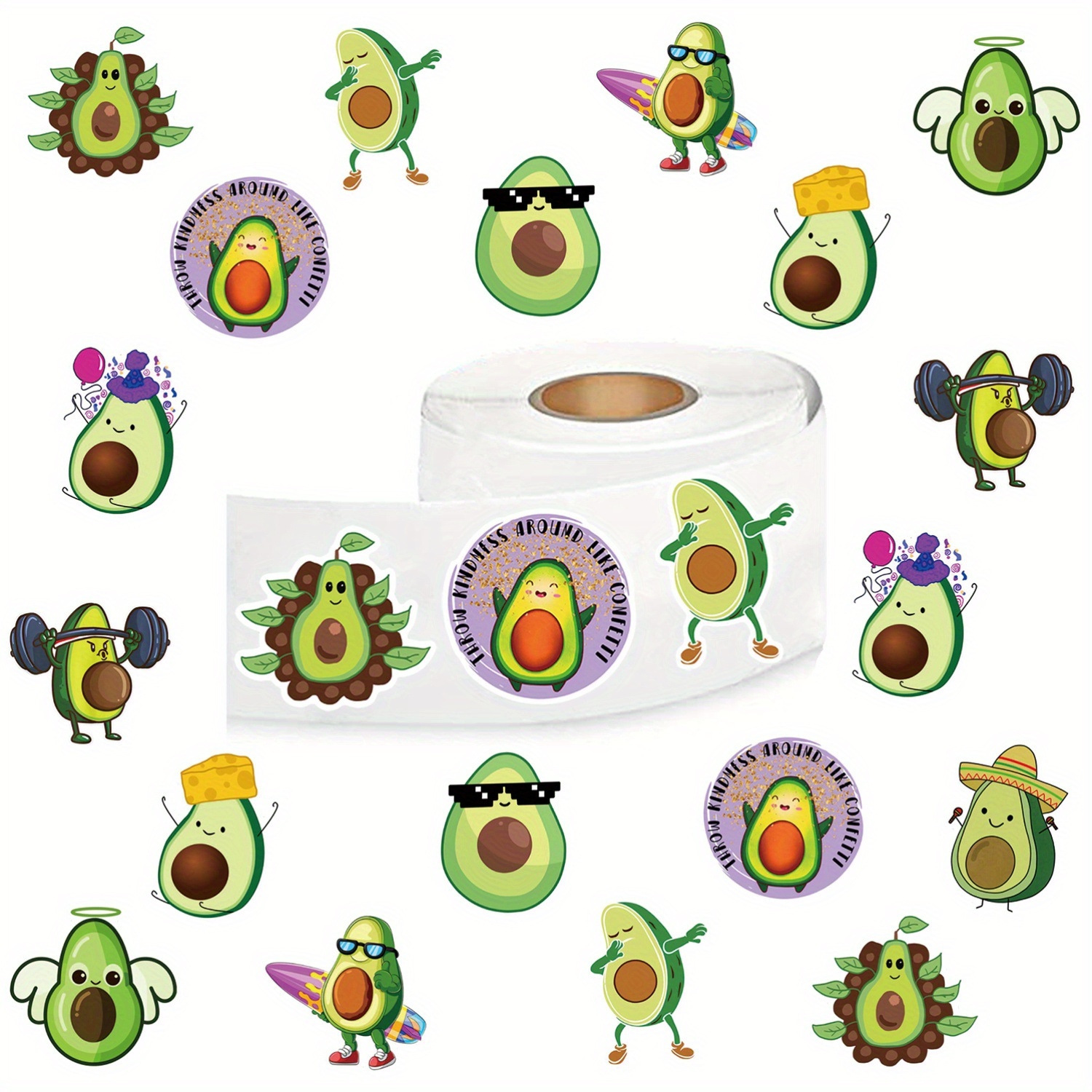 Image of 500pcs Cute Graffiti Aesthetic Funny Stickersdecal Rolls Self-adhesive Seal Card Envelope Handmade, Water Cup Handbook Gift Party Supplies (1 Inch Labels/10 Patterns)