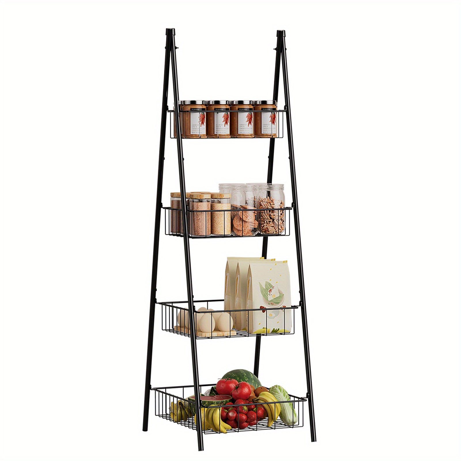 

4 Tier Metal Freestanding Water Bottle Organizer Drink Beverage Storage Rack Stand Holder Shelf For Kitchen