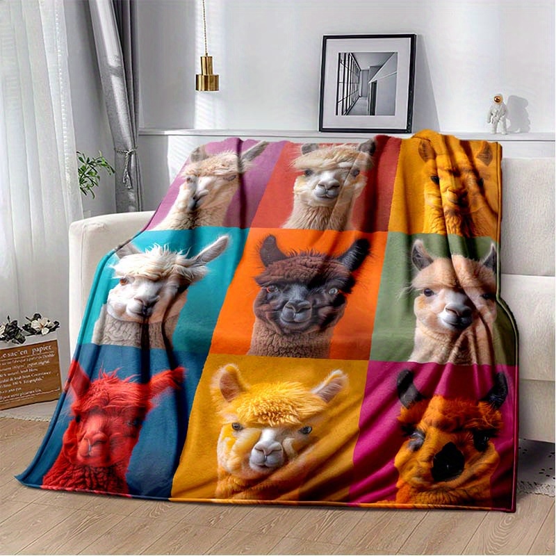 

Colorful Alpaca Pattern Throw Blanket - Available In Various Sizes For Your Comfort