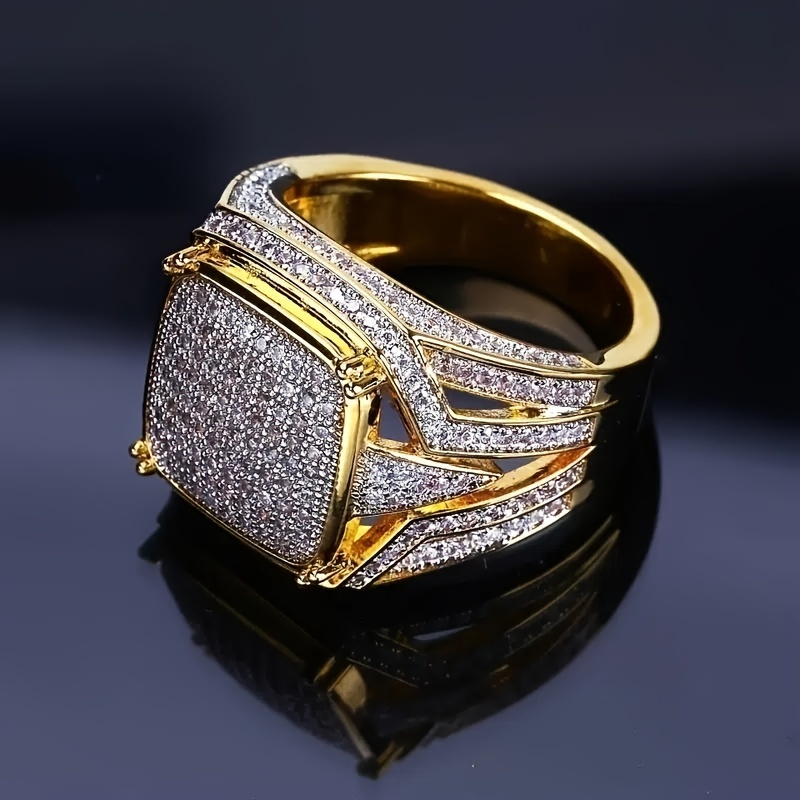 

1 New Hip-hop Fashion Men's Ring Inlaid Synthetic Zircon For Men's Jewelry Accessories