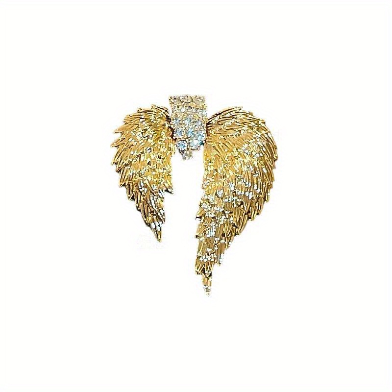 Image of Fashionable Brooch Featuring Shiny Wings, With Luxury Rhinestones, Perfect For A Touch Of And To Your Coat Or As A Gift Accessory