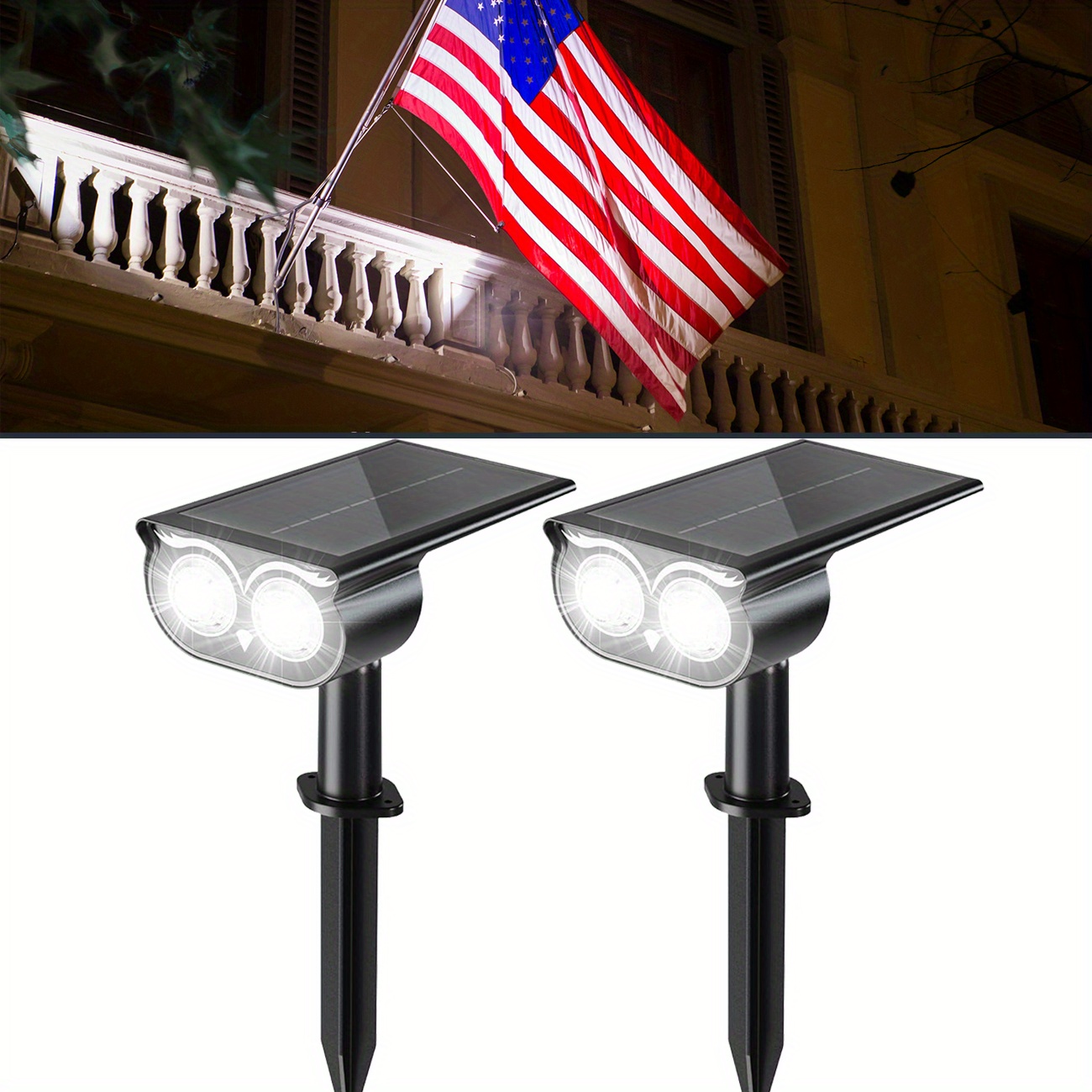 

Jackyled Solar Spot Lights, Owl Face, 3 Modes Bright Led Solar Lights For Outside, 2 Pack Landscape Lighting Waterproof For Garden, Yard, Driveway, Pathway, Walkway, Cool White Light