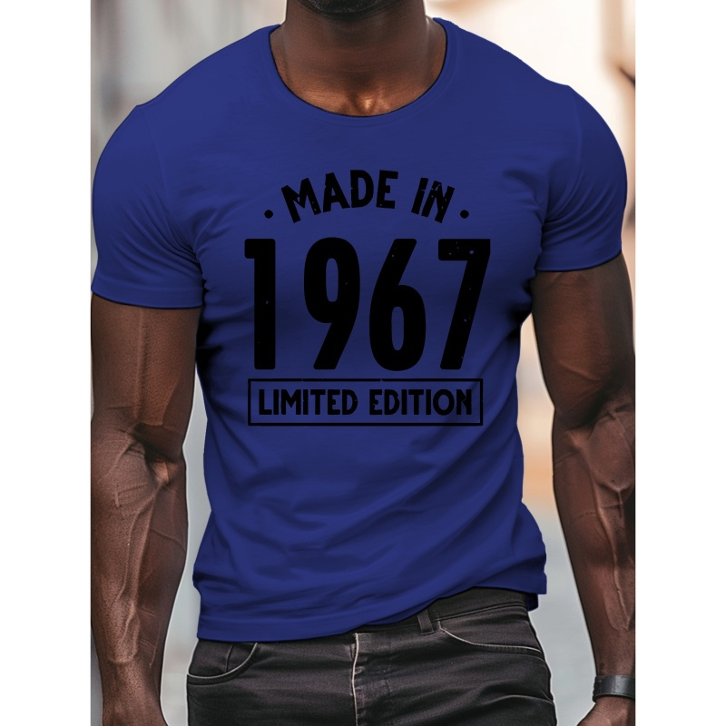 

T-shirt Édition Limitée "Fabriqué en 1967" pour Hommes - Léger, Respirant en Polyester, Col Rond Décontracté à Manches Courtes pour l'Été